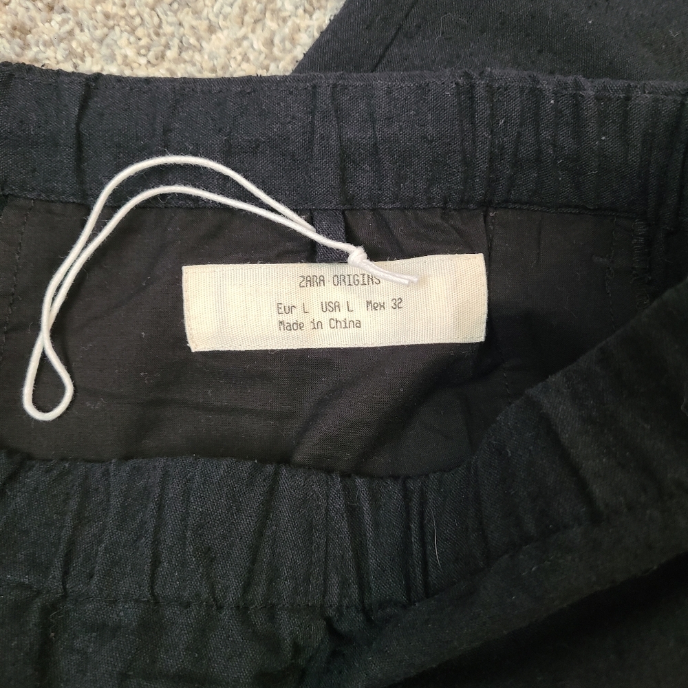 100% Silk + Cotton Blend Textured Lounge Wide Leg Pants Trousers - Picture 4 of 5